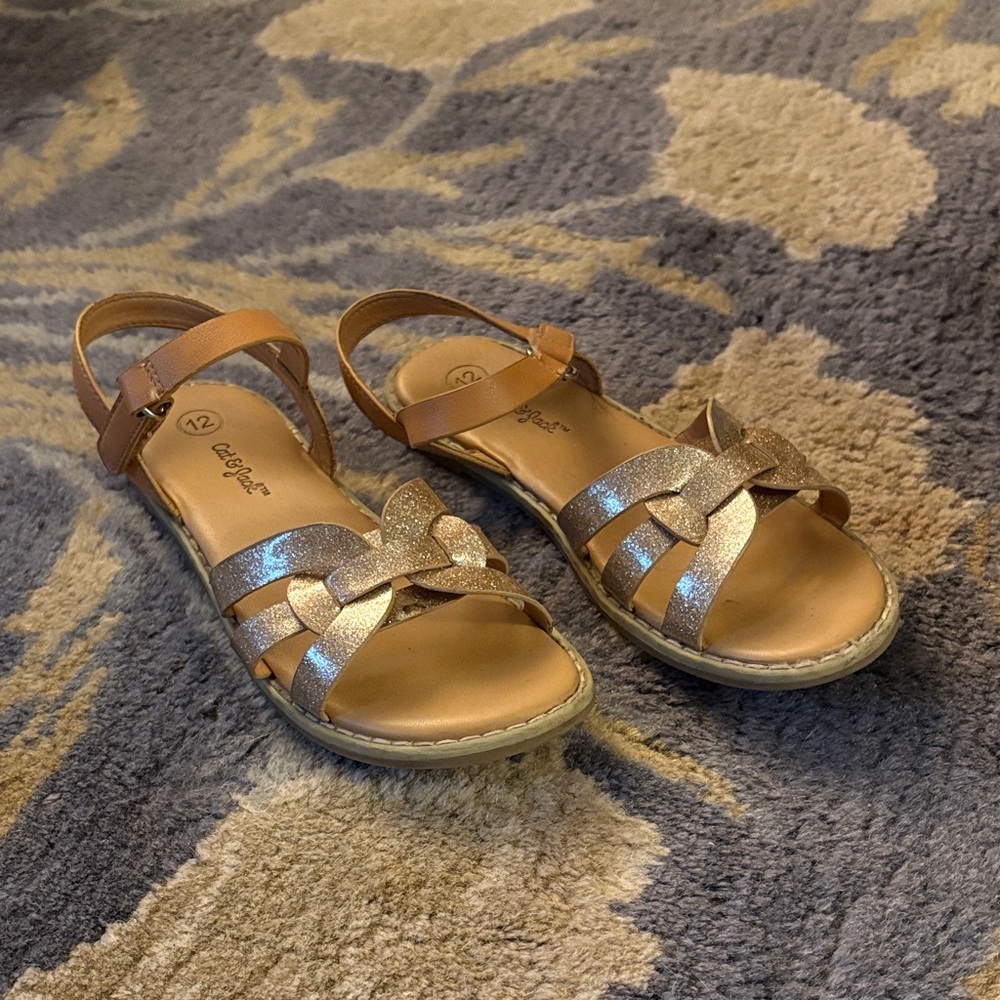 Cat & Jack Tan and Silver Kids Sandals